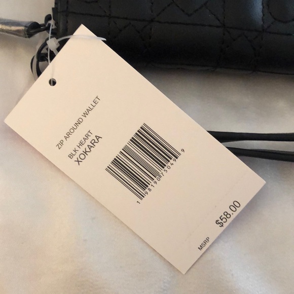 Betsey Johnson Black Faux Leather ZA Wallet Quilted Heart & Geometric Design NWT - Picture 4 of 16